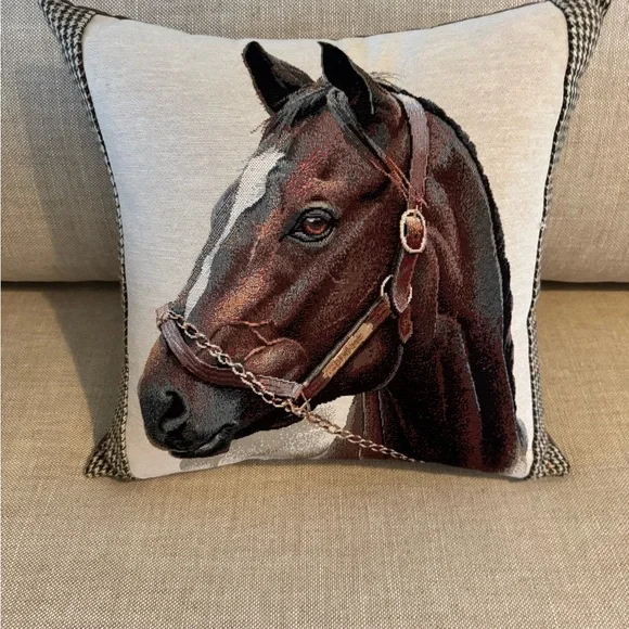 1 Equestrian Horse Throw Pillow - Brown & Cream - Picture 6 of 6